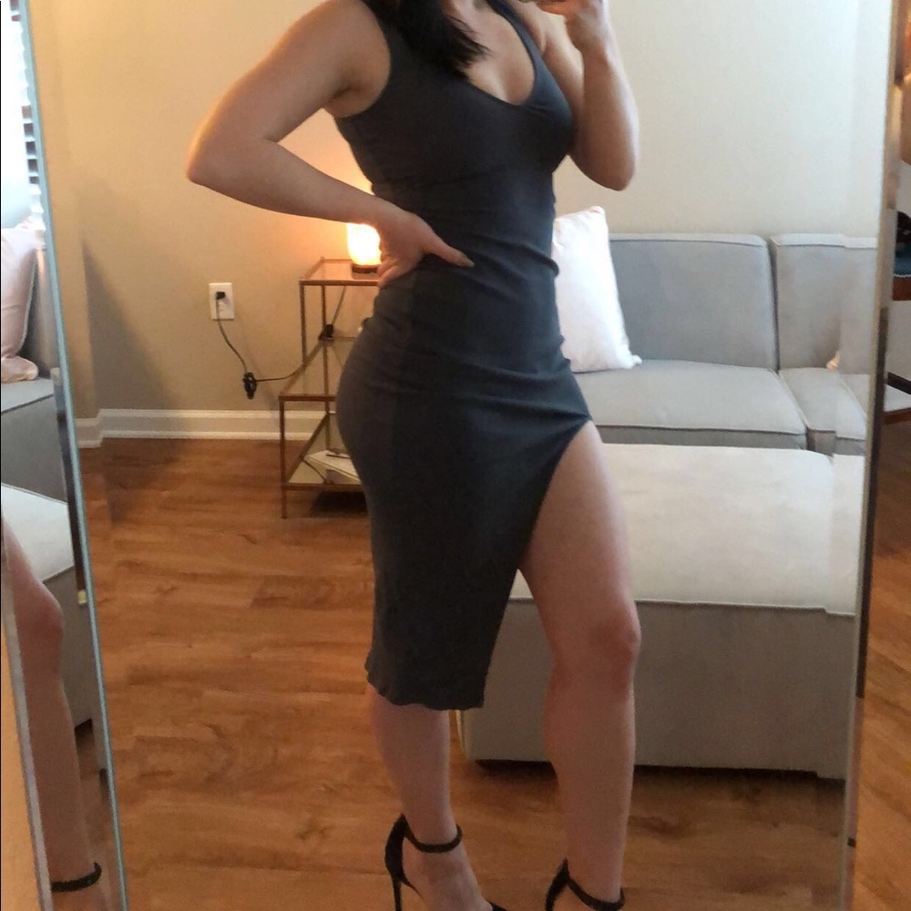 Privacy Please Grey Ribbed Dress